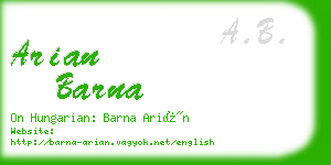 arian barna business card